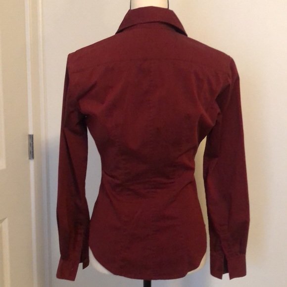 Maroon Button Down Long-Sleeve Blouse - Picture 7 of 14
